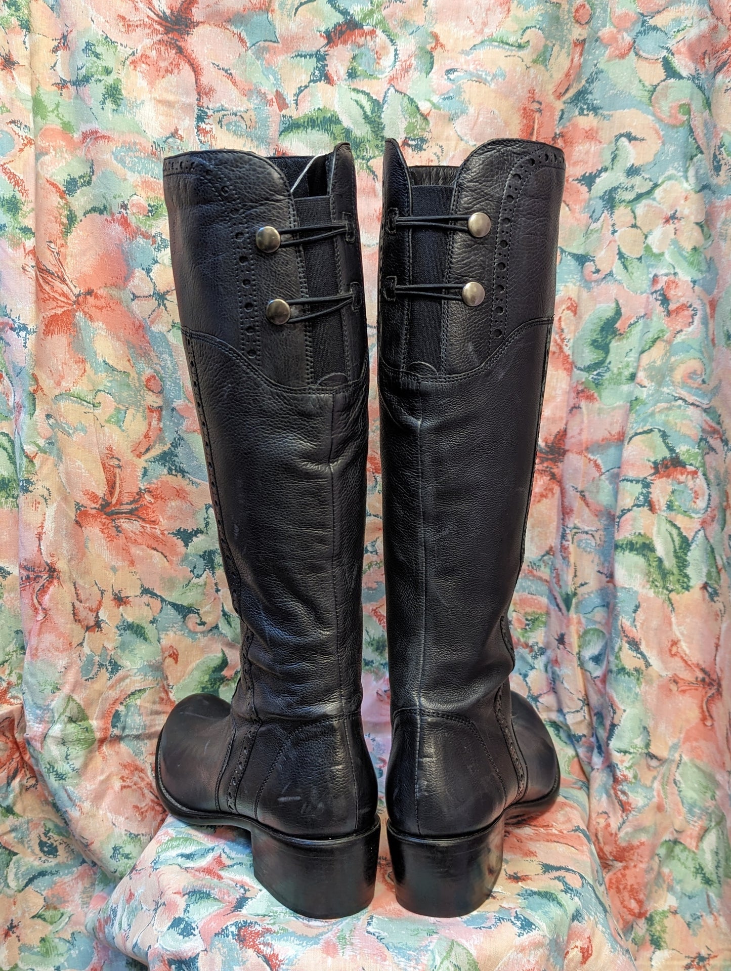 Freeflex Ladies Flat Black Leather Tall Knee High Boots Size UK6 EU39 Good Condition