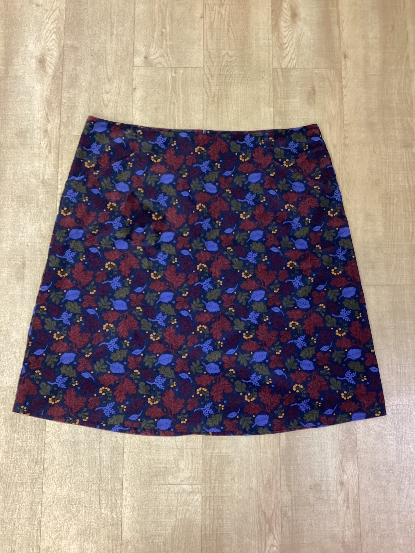 Seasalt Cornwall Blue & Red Corduroy Floral Skirt Size 26-28