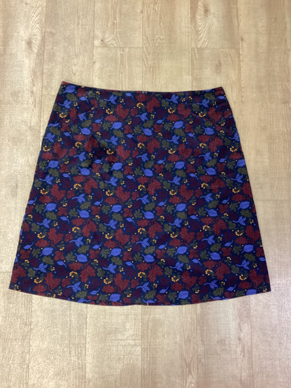 Seasalt Cornwall Blue & Red Corduroy Floral Skirt Size 26-28