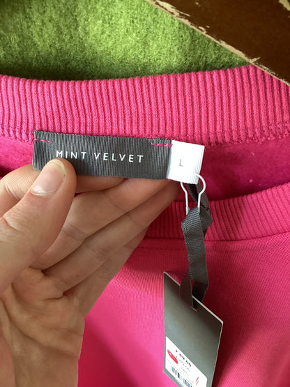 Mint Velvet Pink Zip Shoulder Sweatshirt Size L