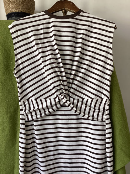 Mint Velvet White and Brown Stripey Dress Size M