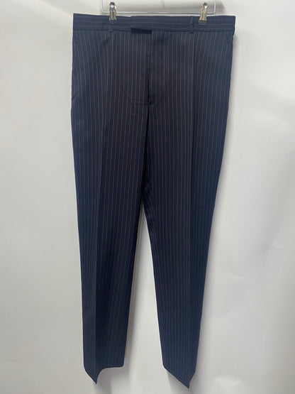 Hackett London Navy Blue Stripe Wool Suit Jacket and Trousers 40R