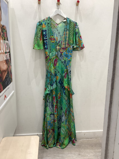 INOA Green Patterned Silk Maxi Dress Size 10