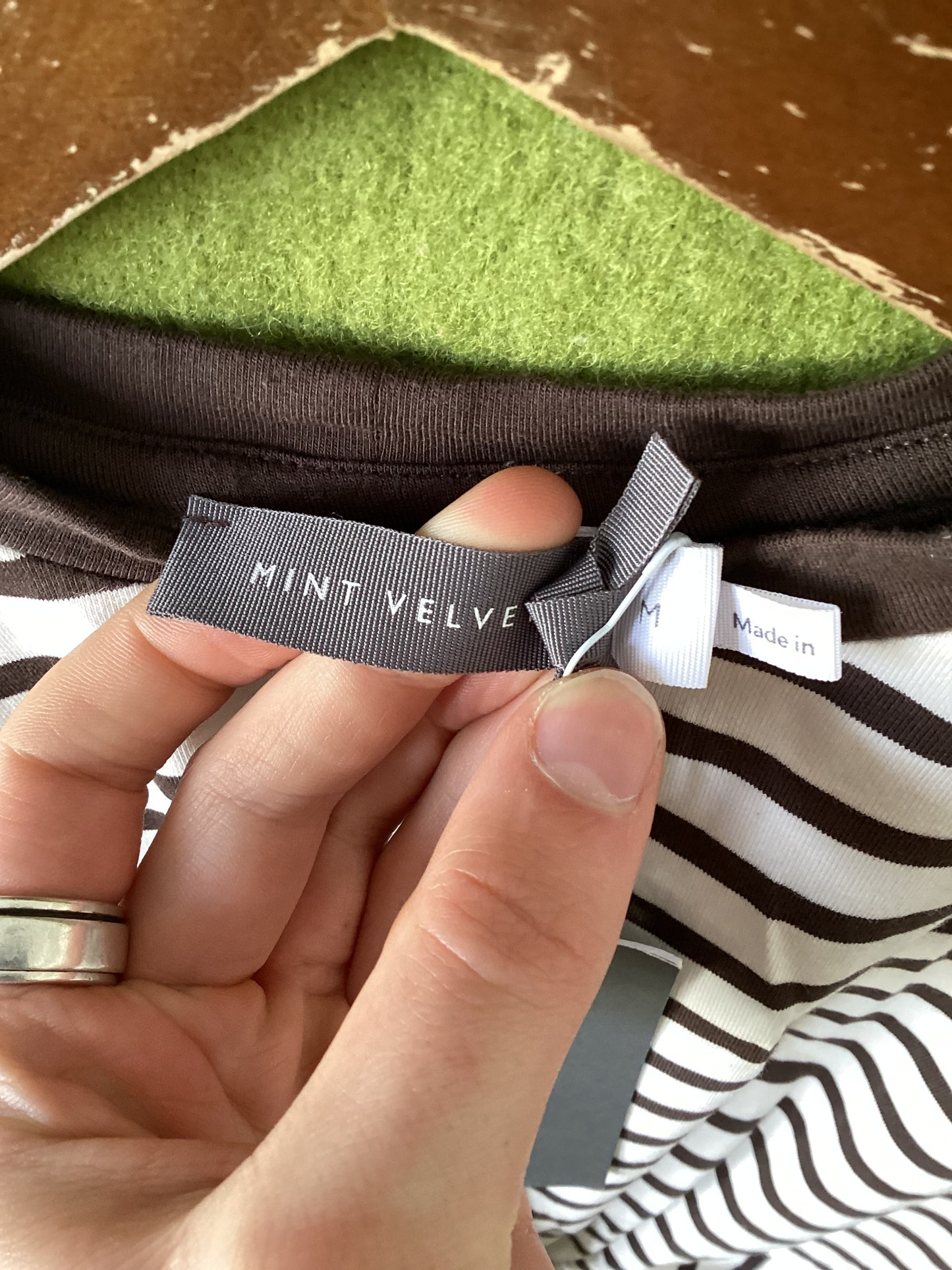 Mint Velvet White and Brown Stripey Dress Size M