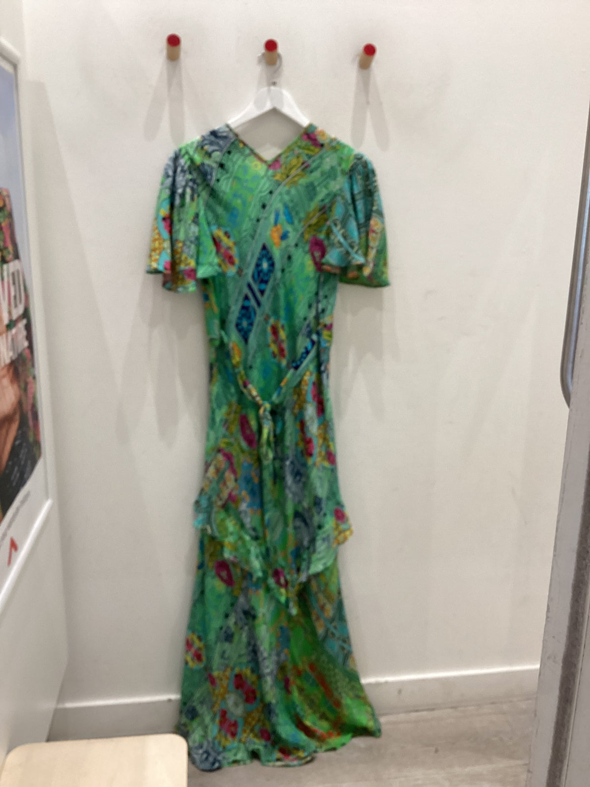INOA Green Patterned Silk Maxi Dress Size 10