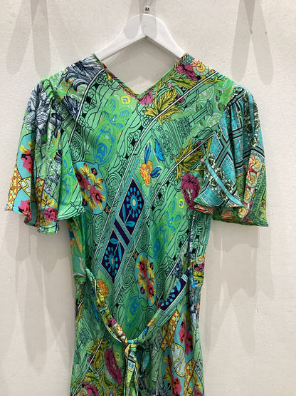 INOA Green Patterned Silk Maxi Dress Size 10