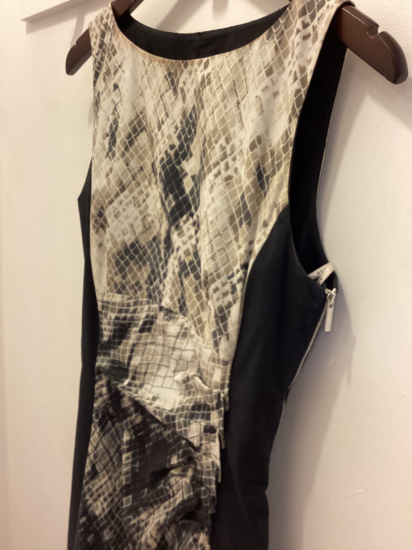 Karen Millen Black and Grey Snake Print Cocktail Dress Size 10