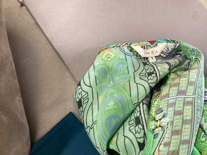 INOA Green Patterned Silk Maxi Dress Size 10