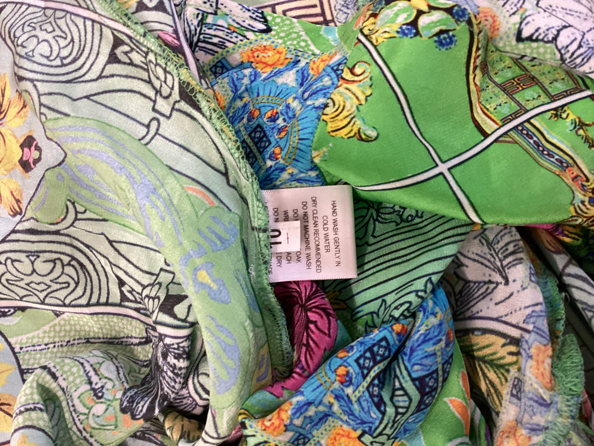 INOA Green Patterned Silk Maxi Dress Size 10