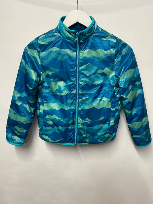 Land's End Turquoise Kids Reversible Fleece Jacket 6-7 Yrs