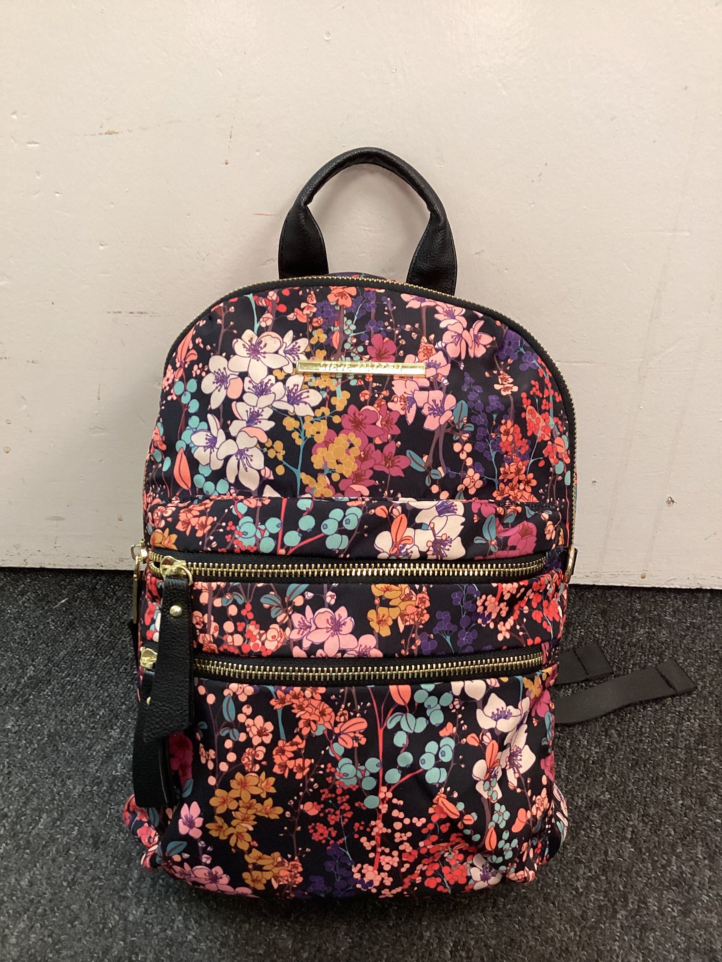 New Steve Madden Backpack, Black with floral pattern