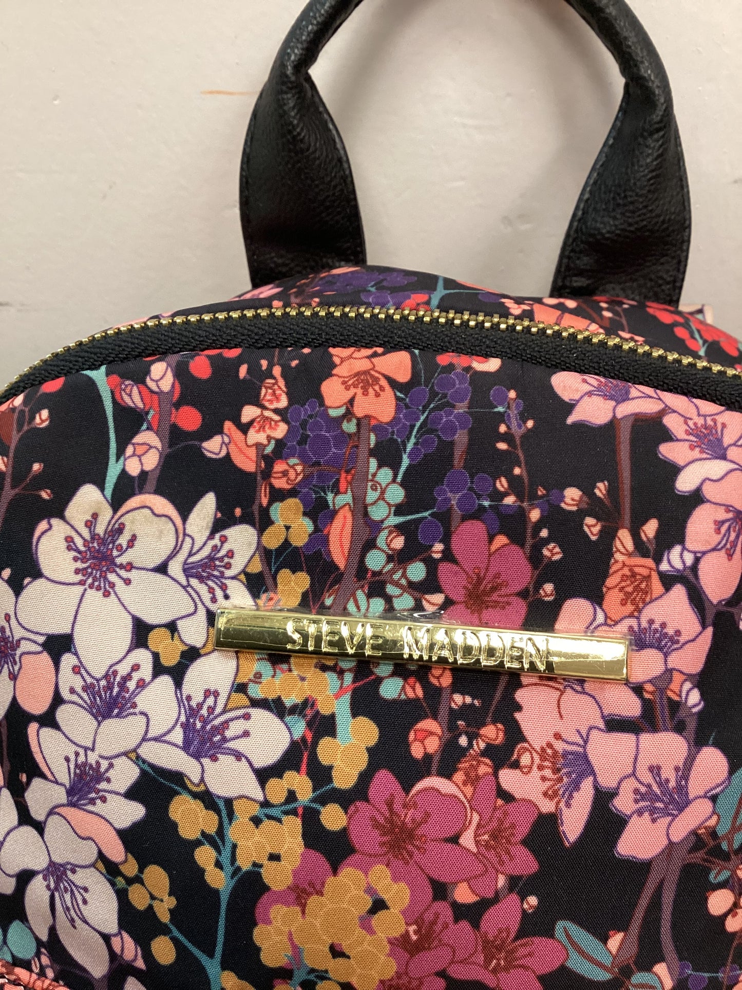 New Steve Madden Backpack, Black with floral pattern