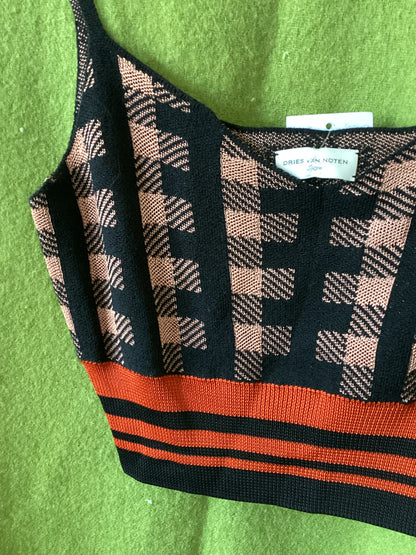 Dries Van Noten Patterned Knitted Vest Crop Top Size L
