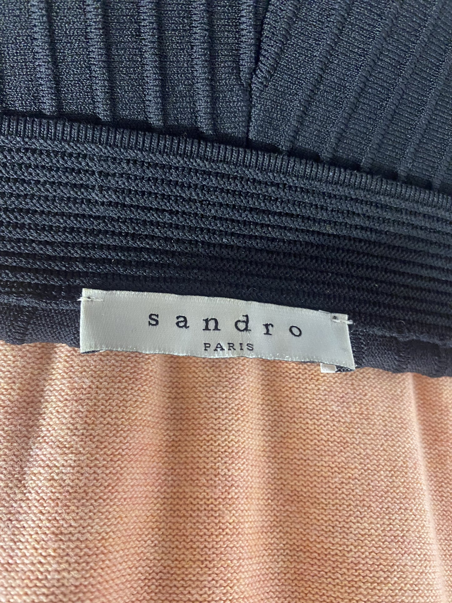 Sandro Black Stretch Ribbed A-line Skirt Medium