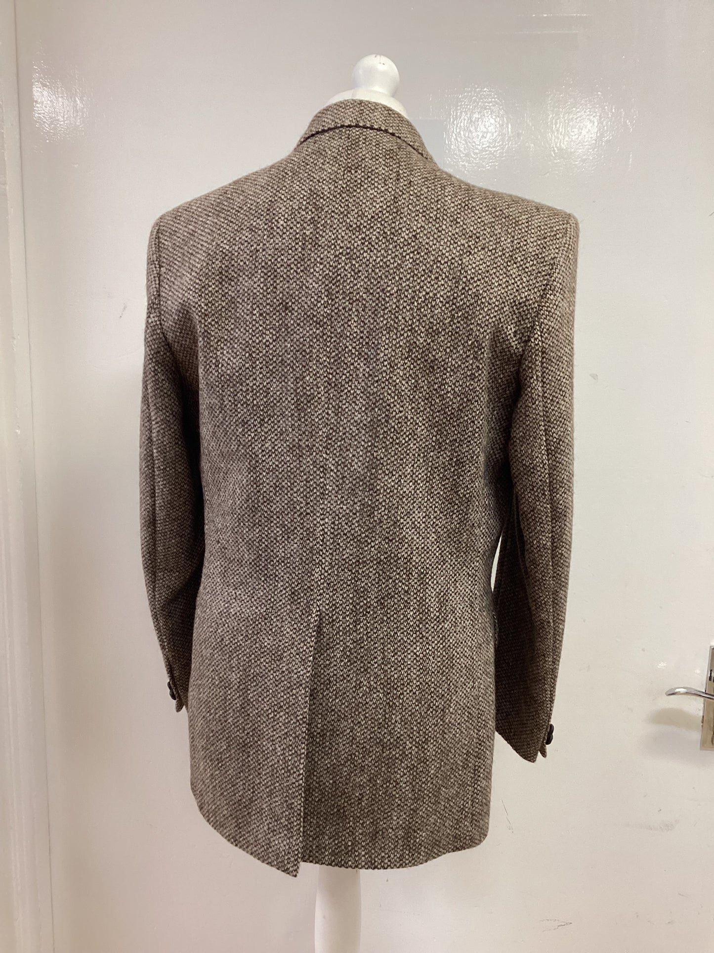 Harris Tweed Pitlochry Homespun Brown and Beige Design Jacket, With Leather Buttons, 40” Chest