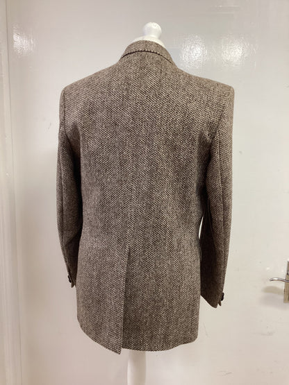 Harris Tweed Pitlochry Homespun Brown and Beige Design Jacket, With Leather Buttons, 40” Chest