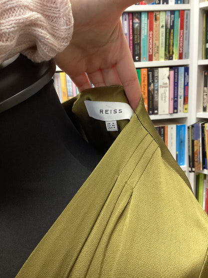 Women’s - REISS, Olive, Renae Satin Wrap LS Dress, Size 8