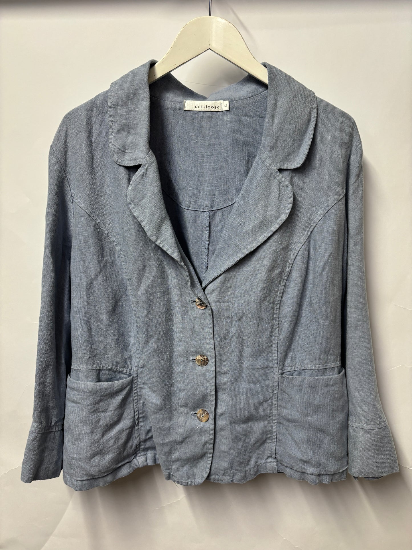 Cut Loose Blue Linen Blazer Jacket XL