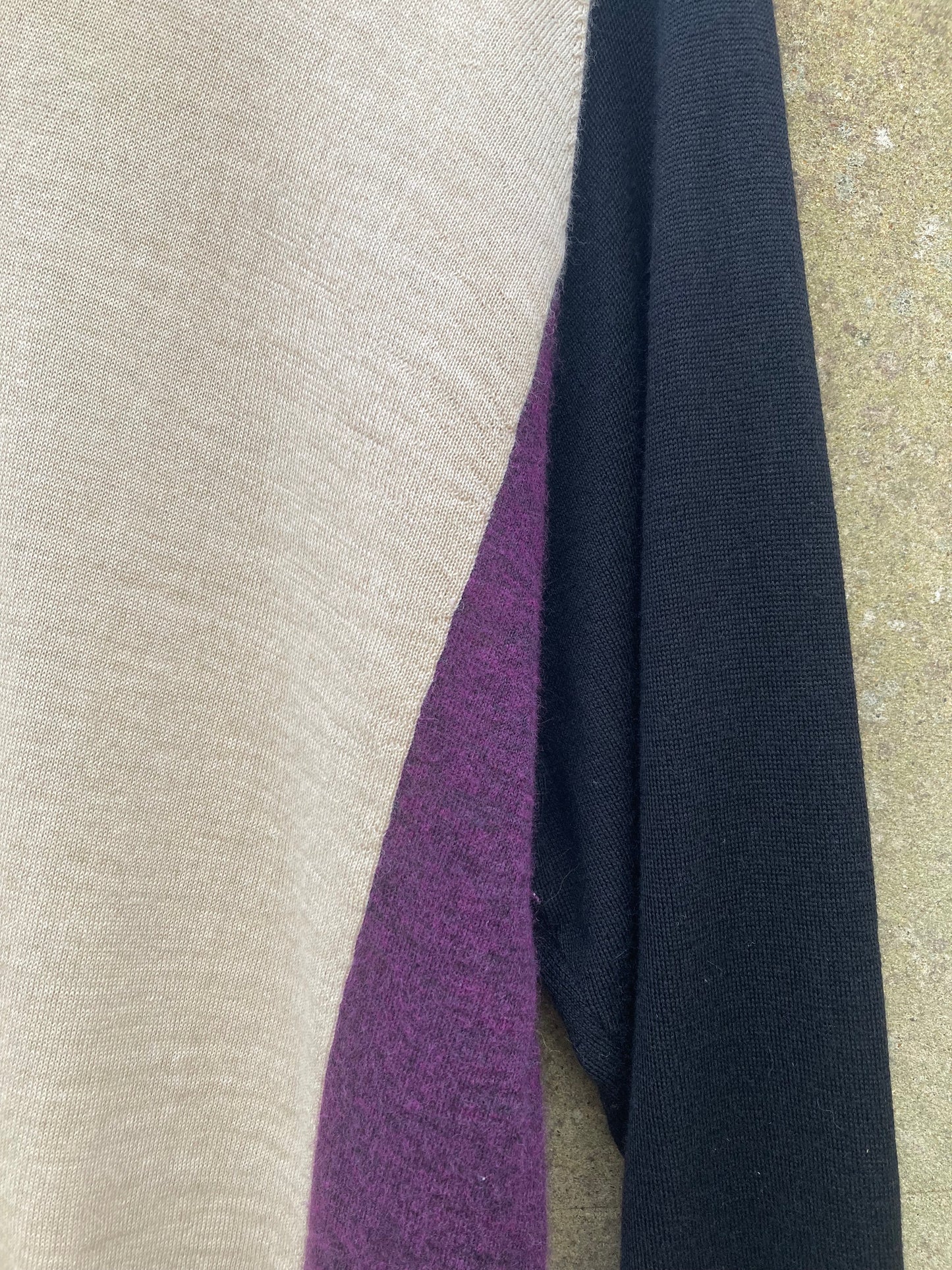 Dries Van Noten Beige, Purple, and Black Knit Jumper Size Medium