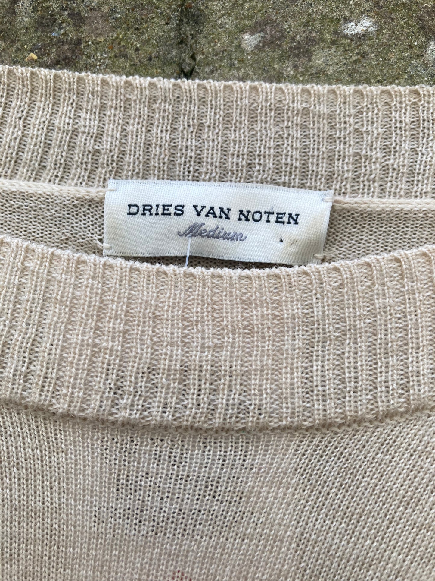 Dries Van Noten Beige, Purple, and Black Knit Jumper Size Medium