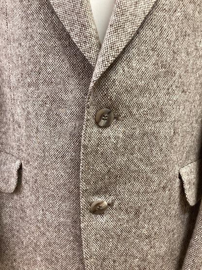 Donegal Tweed Magee Handwoven, Beige with Brown Flecks Lightweight Jacket, 42” Chest