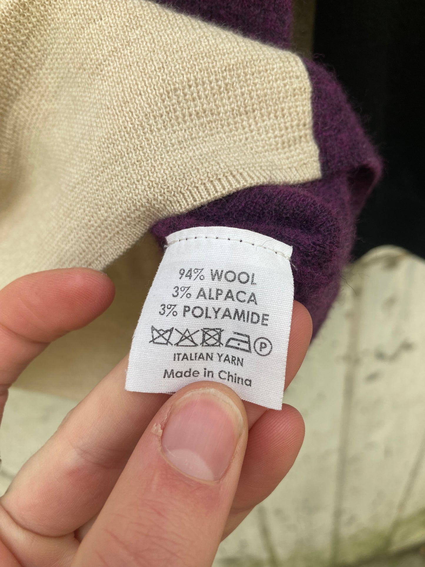 Dries Van Noten Beige, Purple, and Black Knit Jumper Size Medium