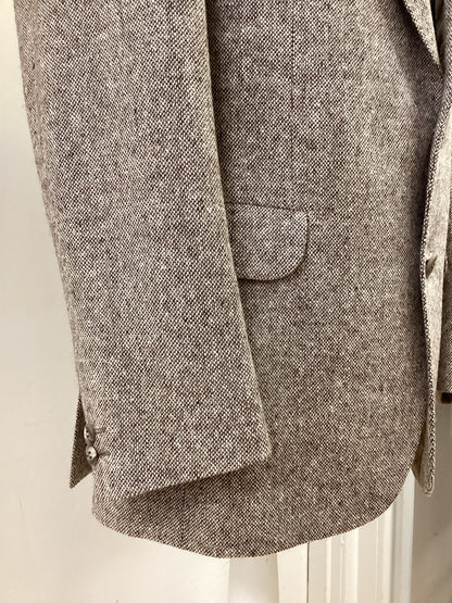 Donegal Tweed Magee Handwoven, Beige with Brown Flecks Lightweight Jacket, 42” Chest