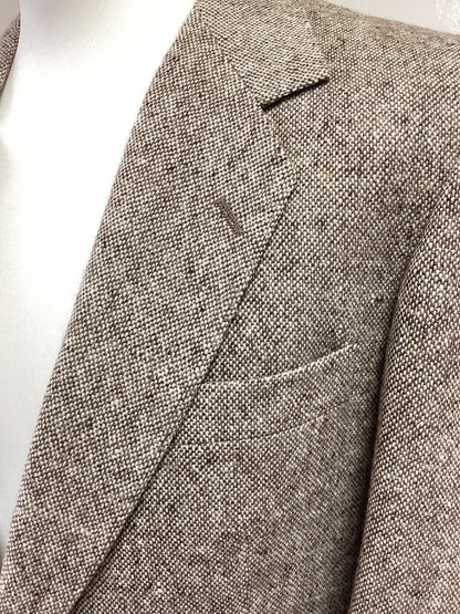 Donegal Tweed Magee Handwoven, Beige with Brown Flecks Lightweight Jacket, 42” Chest