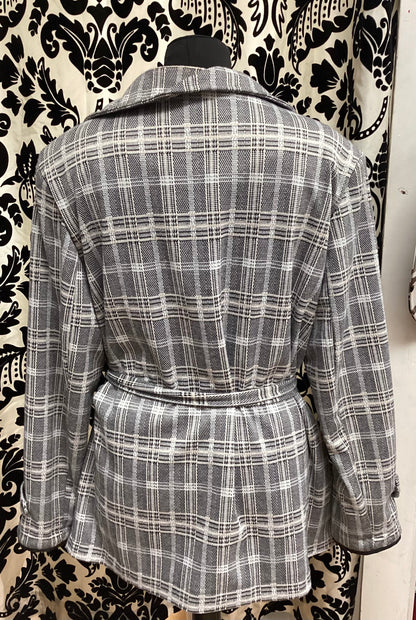 Size 16 Klass Grey Checkered Lightweight Jacket with Belt