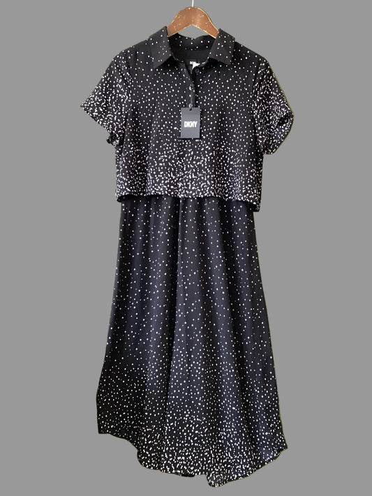 DKNY Spotted Black Dress Size 12/14