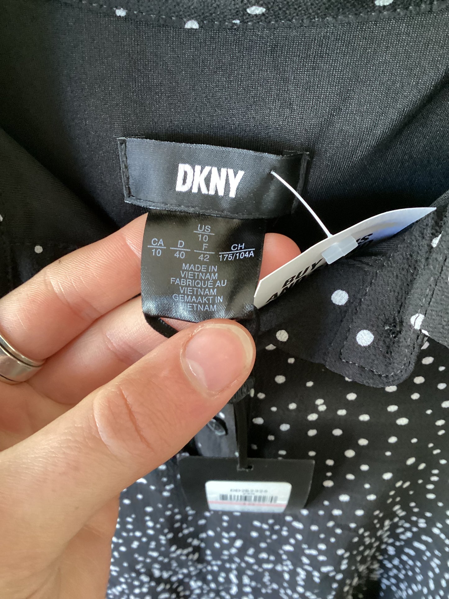 DKNY Spotted Black Dress Size 12/14