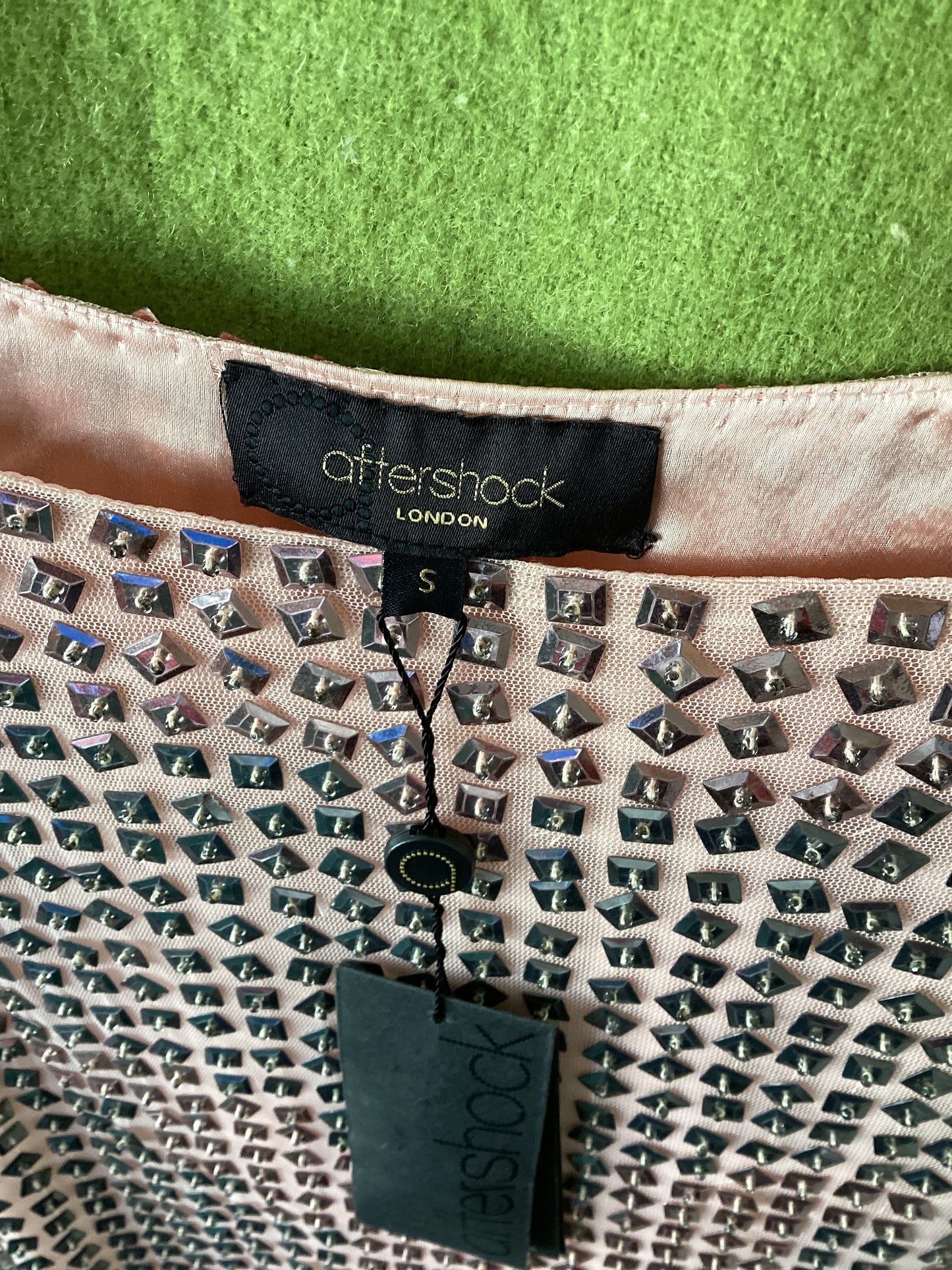 Aftershock London Pink Beaded Party Dress Size S