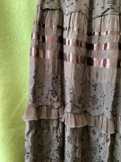 Schiaparelli Noa Noa Brown Frilled Skirt Size M