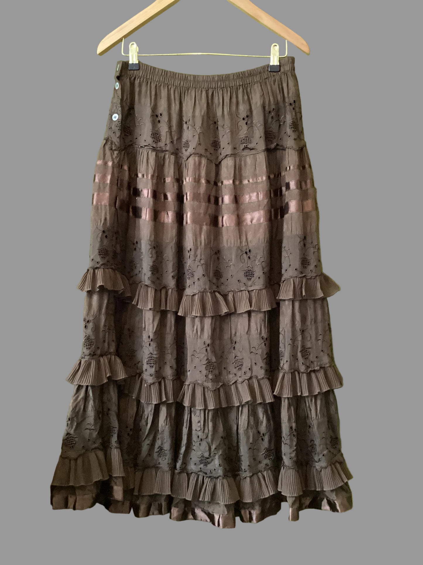 Schiaparelli Noa Noa Brown Frilled Skirt Size M