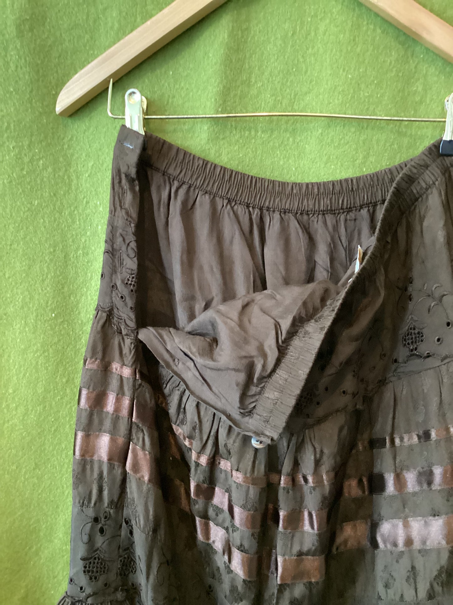 Schiaparelli Noa Noa Brown Frilled Skirt Size M