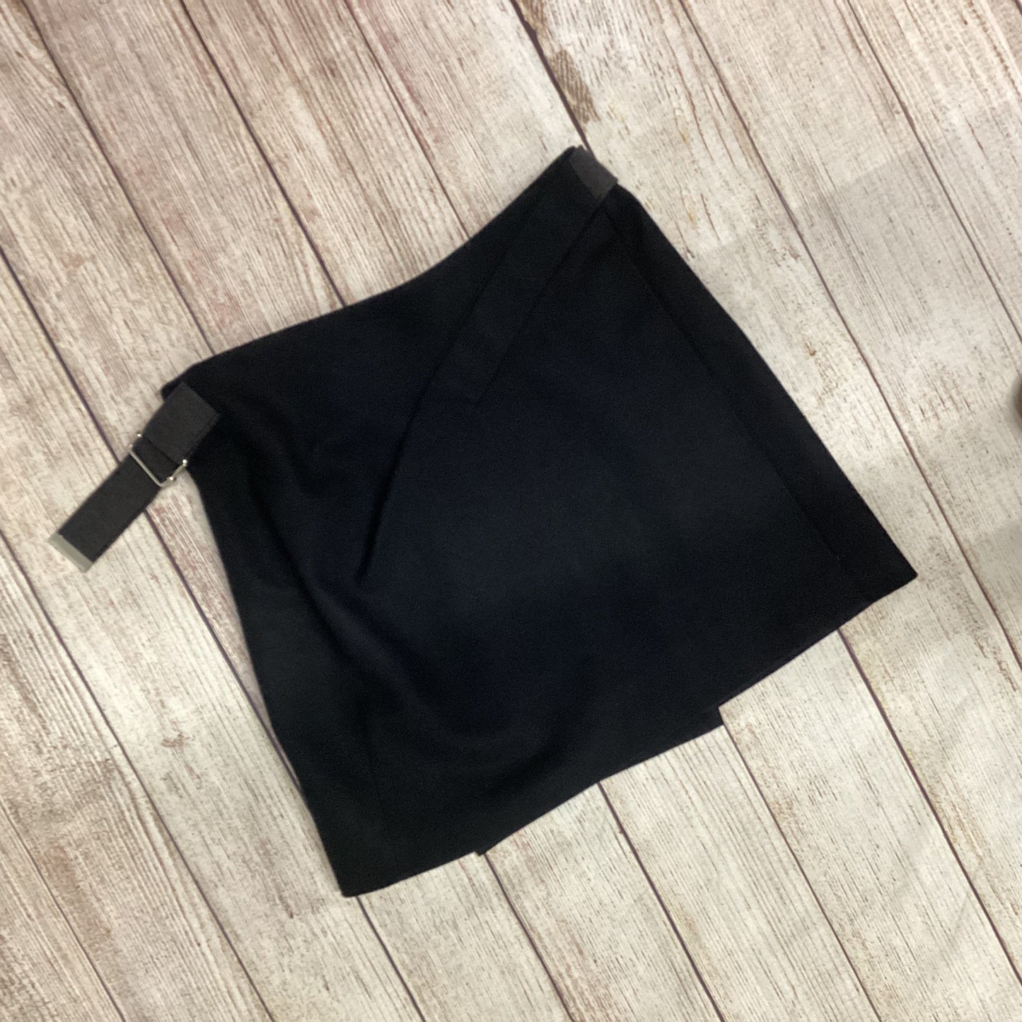 Nicole Farhi Black 100% Wool Mini Skirt With Belt Size 12