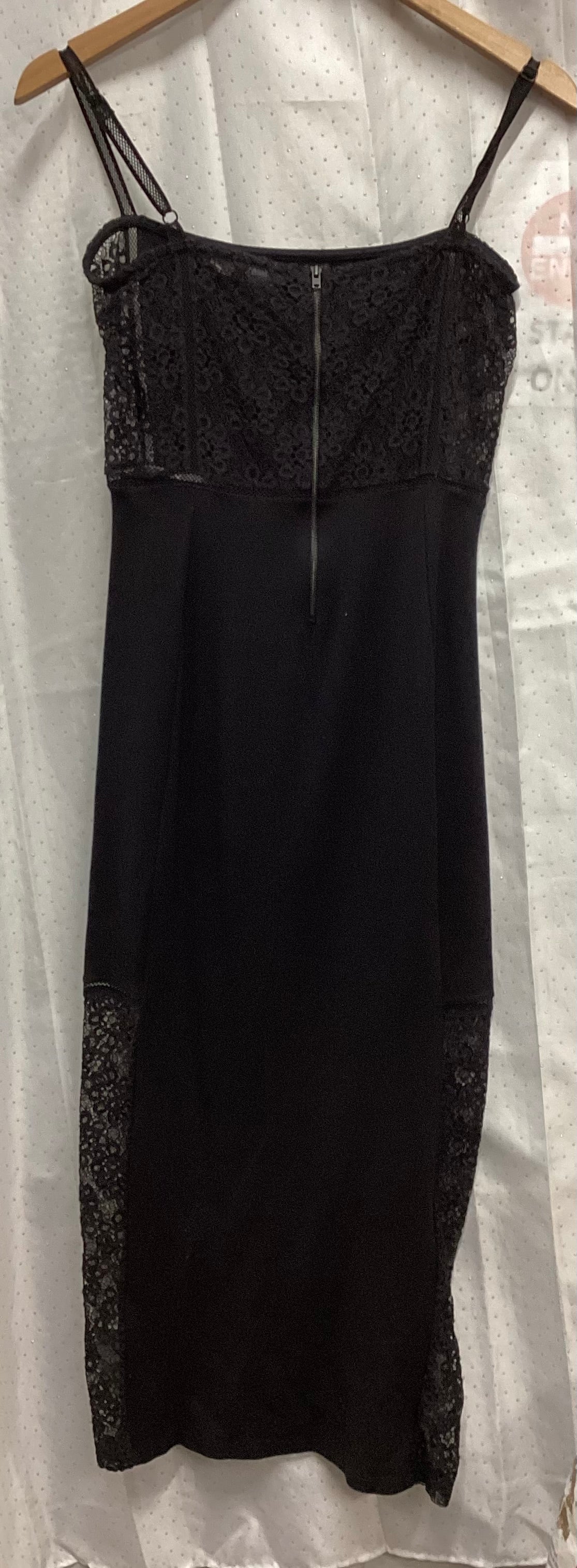 French Connection Size 10 LongLine Black Dress with Lace Detail