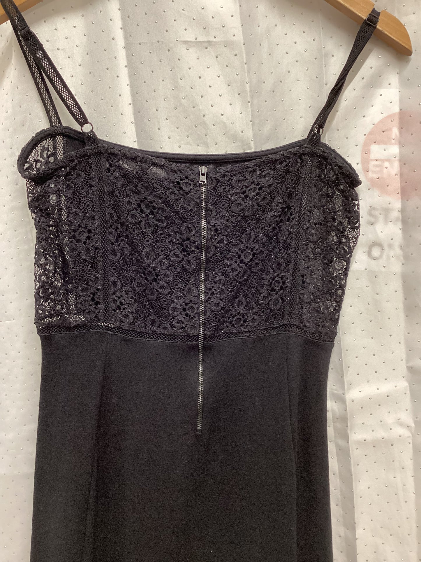 French Connection Size 10 LongLine Black Dress with Lace Detail
