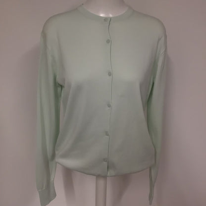 BNWT Uniqlo Light Green 100% Cotton Crew Neck Cardigan Size M