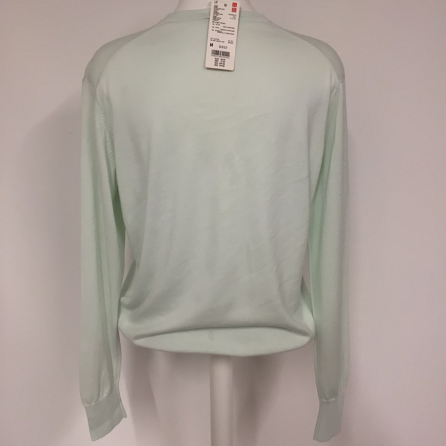 BNWT Uniqlo Light Green 100% Cotton Crew Neck Cardigan Size M