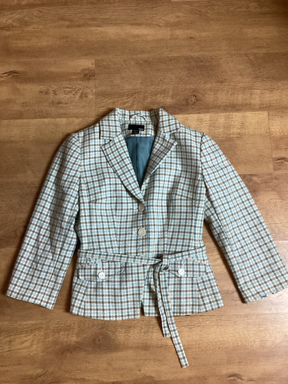 H&M Green and Brown Dot Jacket with Wool Size 8