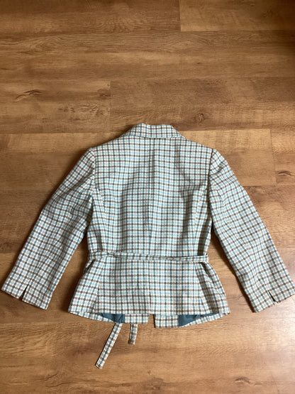 H&M Green and Brown Dot Jacket with Wool Size 8