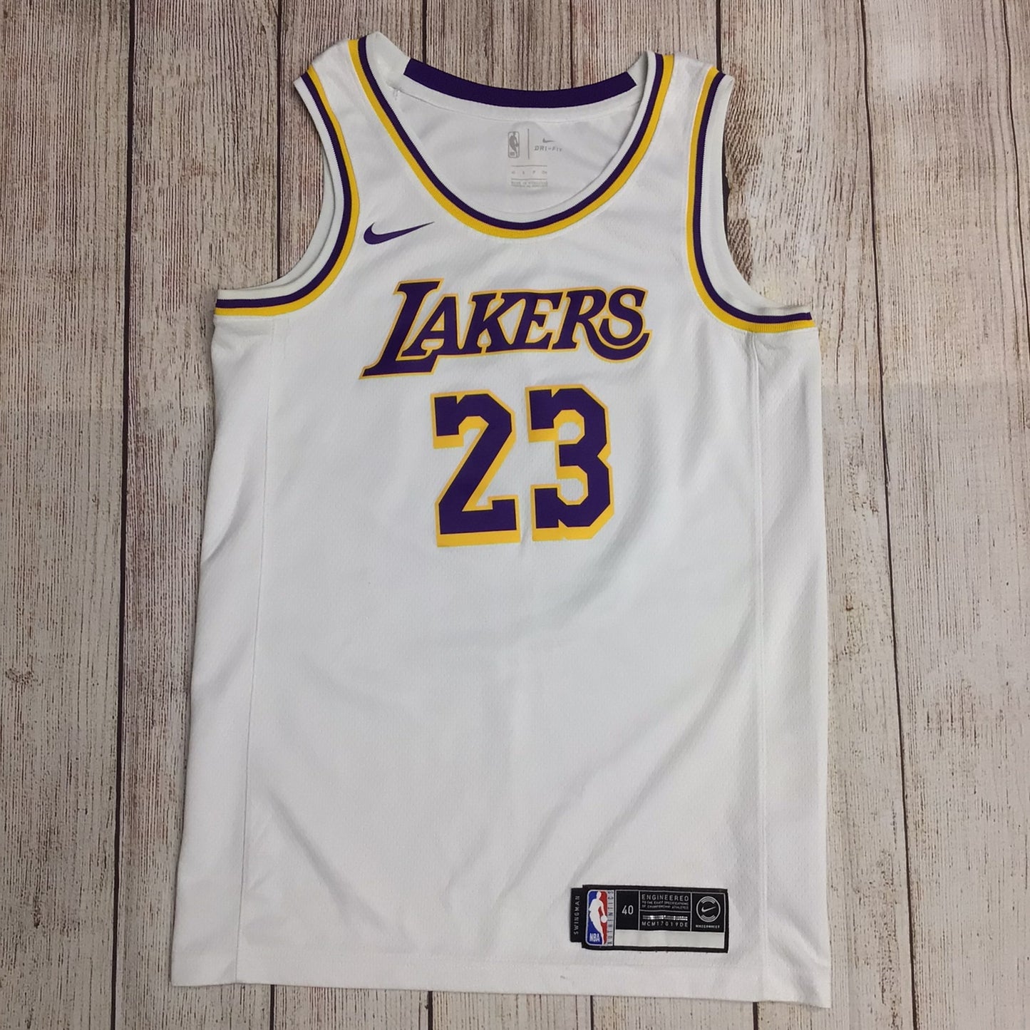 Nike LeBron James #23 Los Angeles LA Lakers Swingman White NBA DriFit Top Size S