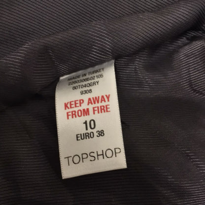 Topshop Kate Moss Grey Striped Trouser Suit 2 Piece 100% Wool Size 10