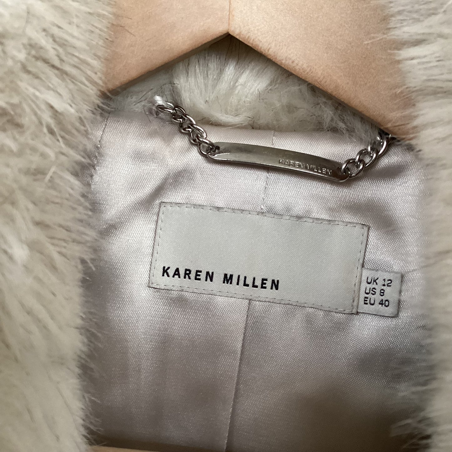 Karen Millen White Faux Fur Cropped Blazer Size 12