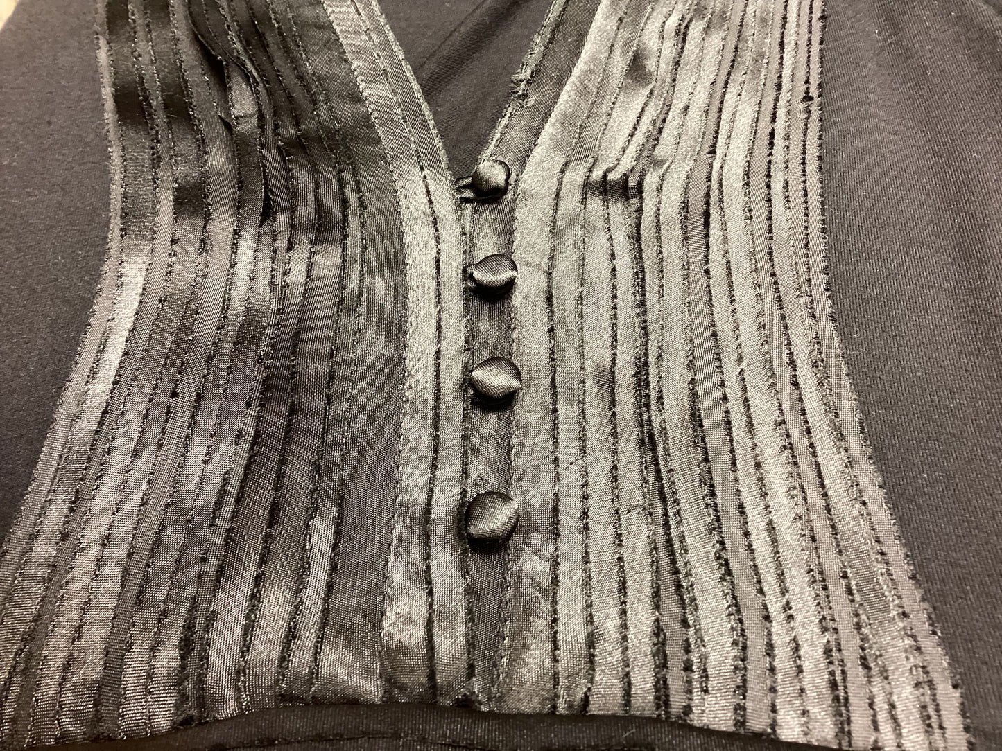 Rocha John Rocha Black Long-Sleeved Dress w/Plisse Skirt & Button Detail Size 8