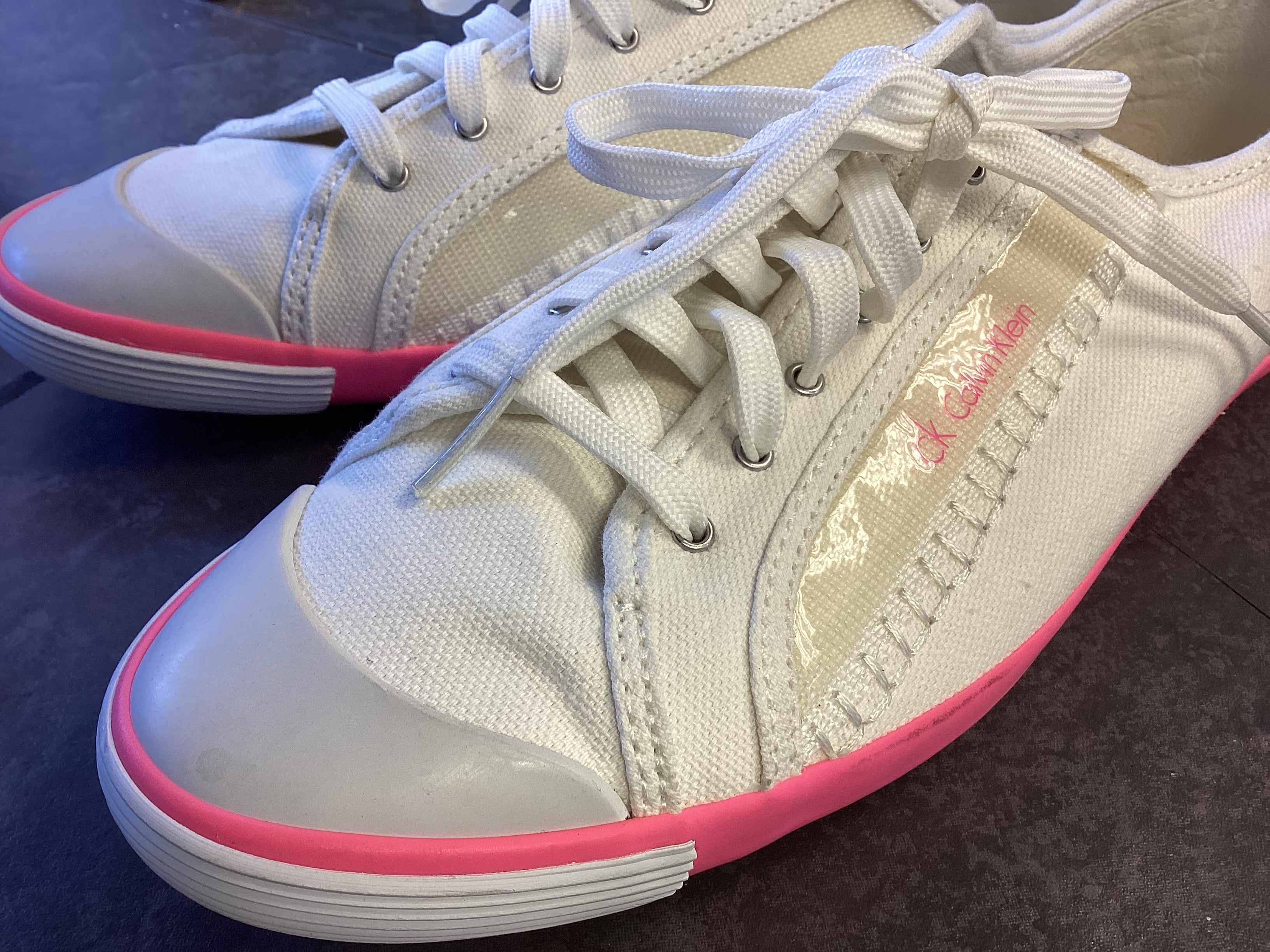 Calvin Klein Low White Pink Sneakers Size 5 Shop for Shelter
