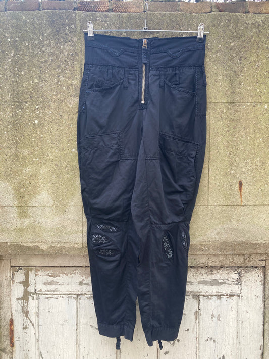 Marithe Francois Girbaud Black Cargo Trousers Size 10/12