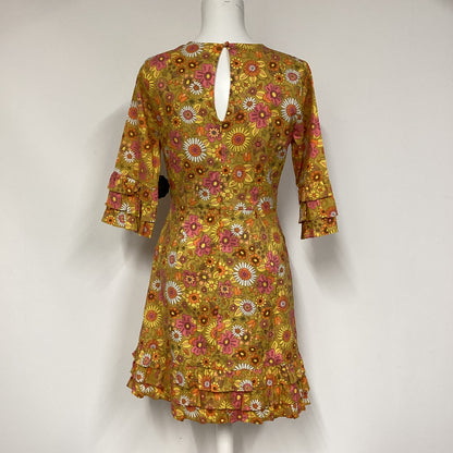 BNWT Joanie Caitlyn Oil Yellow Floral 70’s Dress Size 10