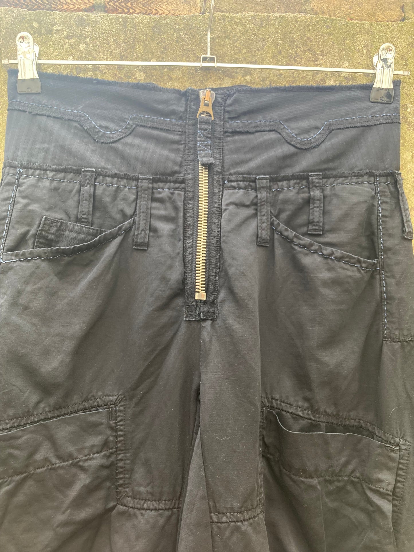 Marithe Francois Girbaud Black Cargo Trousers Size 10/12